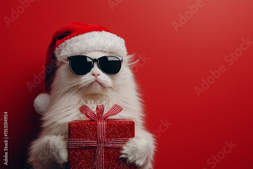 Cool Cat with Christmas Gift