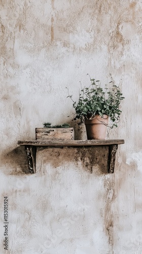 Minimalist Wooden Shelf Displaying Unique Botanical and Cryptozoological Artifacts photo