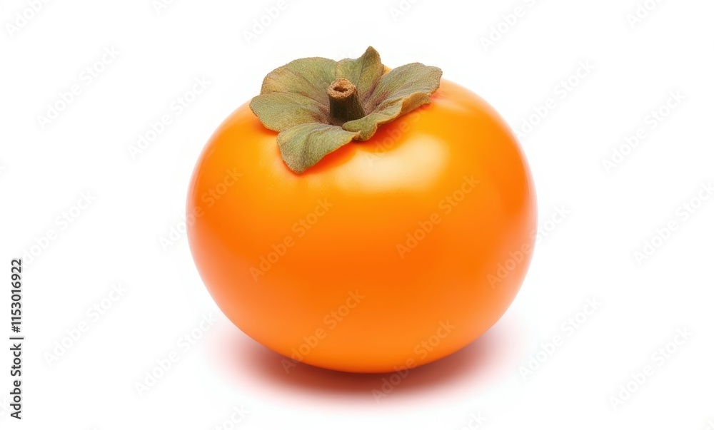 Vibrant orange persimmon on white background Vibrant orange persimmon on white background