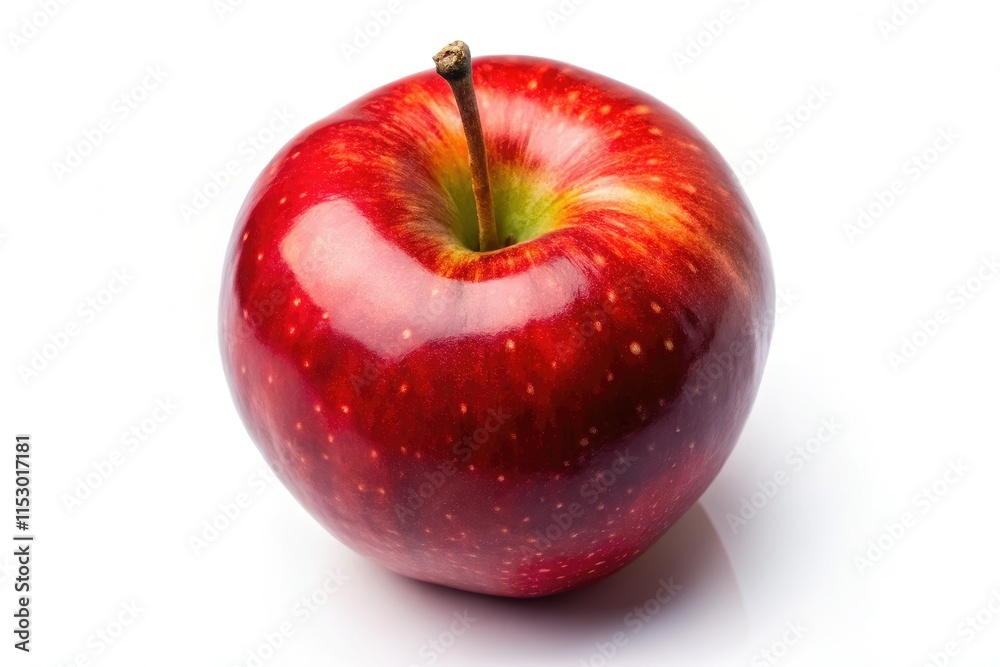 High-resolution image: a crisp, red apple, perfectly isolated, stem intact, showcasing fresh, vibrant detail. High-resolution image: a crisp, red apple, perfectly isolated, stem intact, showcasing fresh, vibrant detail.