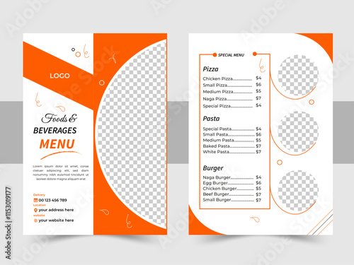  Restaurant fast food menu Design Template, Delicious Restaurant Food Menu Design appetizer Template, Elegant Food Menu Template and A4 set menu editable vector format
