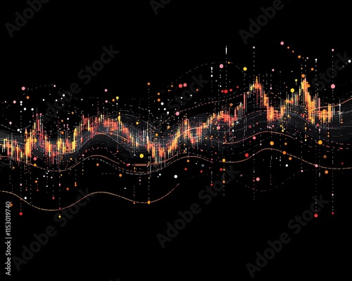 Stock exchange candlestick graph with bullish movement, market trend analysis, trading data, vector illustration for stock investment growth and financial forecasting photo