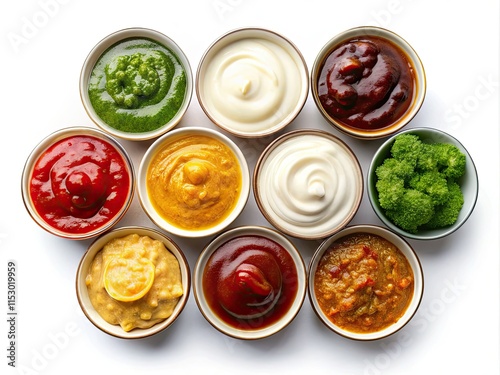 Wallpaper Mural High-resolution macro shots of diverse sauces, isolated on white, perfect for culinary websites and print. Torontodigital.ca