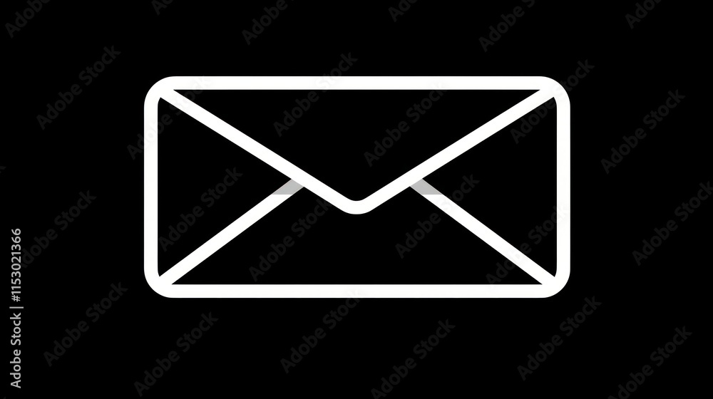 Minimalist Envelope Icon on Black Background Representing Concept of Communication, Correspondence, and Email Transitioning into Digital Age Minimalist Envelope Icon on Black Background Representing Concept of Communication, Correspondence, and Email Transitioning into Digital Age