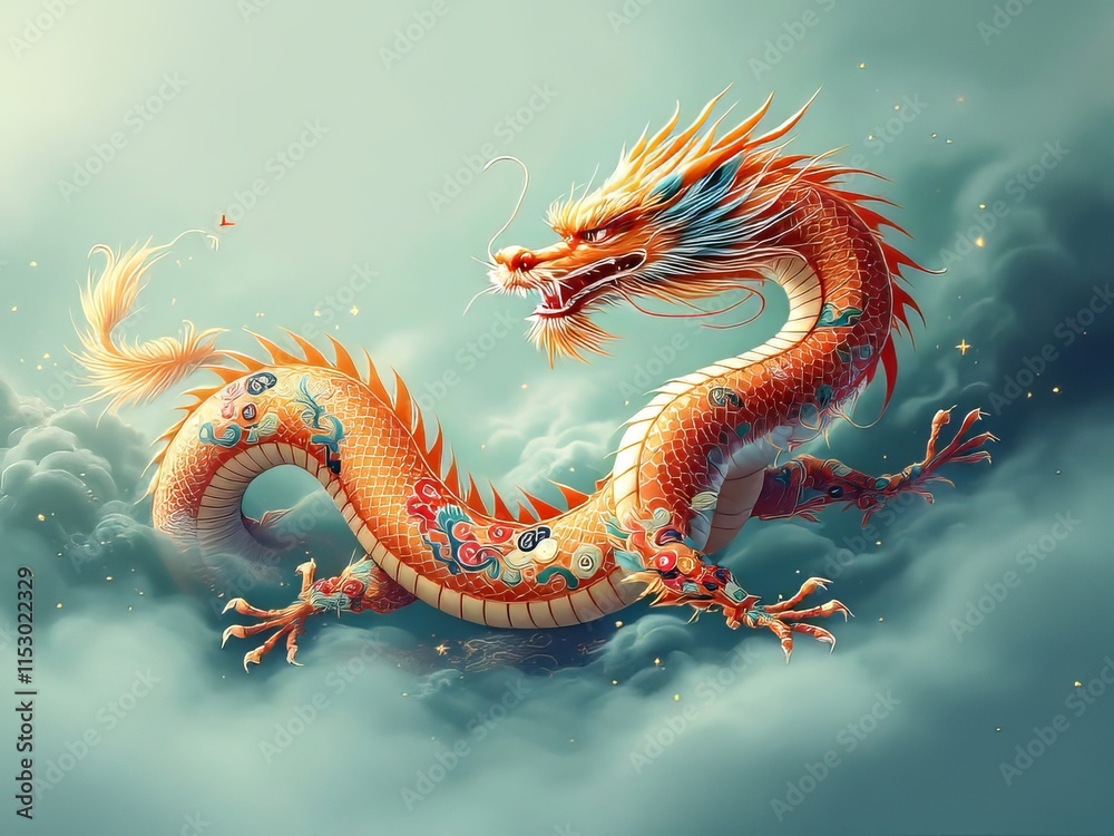 Obraz premium Intricate Chinese dragon patterns.