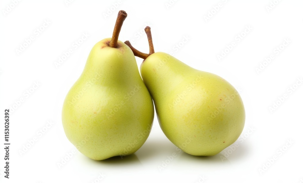 Two ripe green pears on white background Two ripe green pears on white background