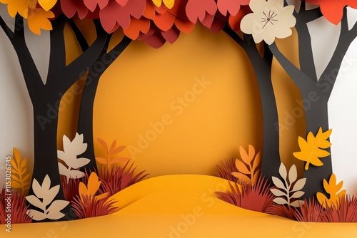 Autumn Paper Cut Forest Background - Paper cut art