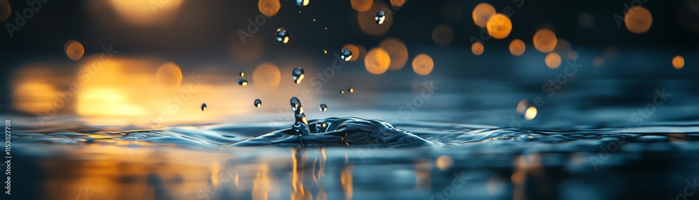 Highly detailed water droplet hovering above a serene water surface, luminous background glow, nature s elegance, 8K resolution Highly detailed water droplet hovering above a serene water surface, luminous background glow, nature s elegance, 8K resolution