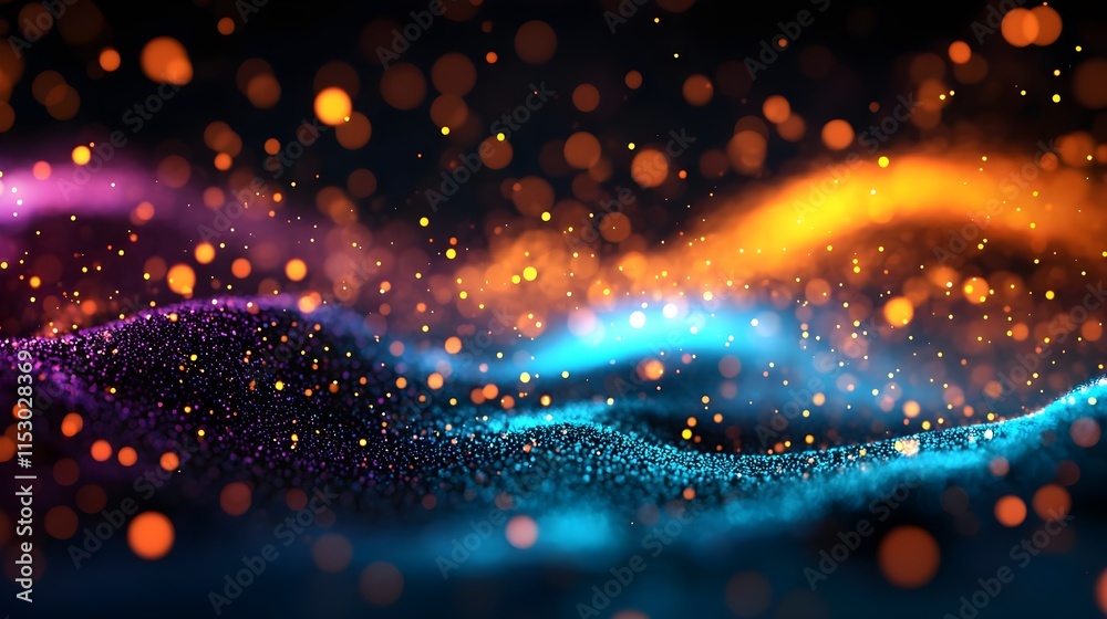 Obraz premium abstract blue orange glowing particles background - abstract backgr.