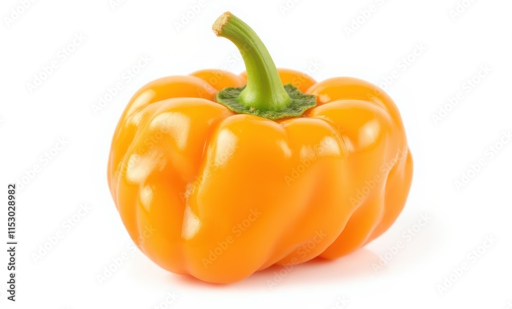 Vibrant yellow bell pepper against white background Vibrant yellow bell pepper against white background