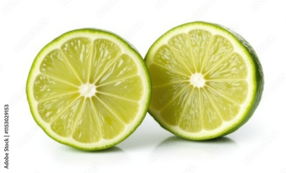 Freshly cut lime halves on white background Freshly cut lime halves on white background