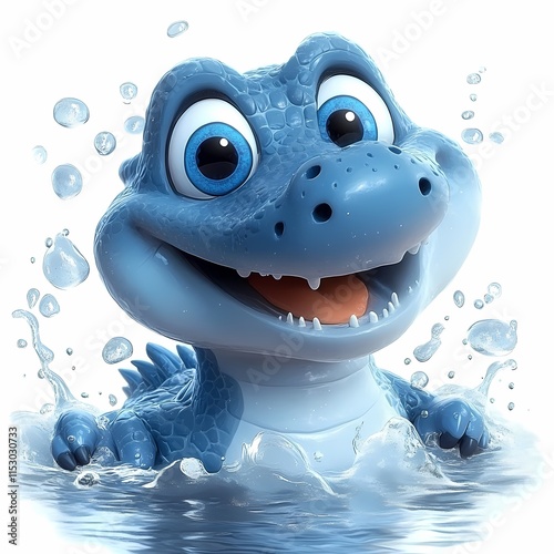 Sneaky Crocodile: Illustration of a Reptile on White Background