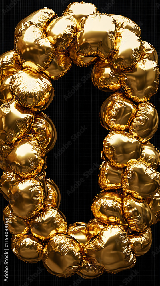 Fototapeta premium Golden Balloon Frame, Abstract Celebration Background