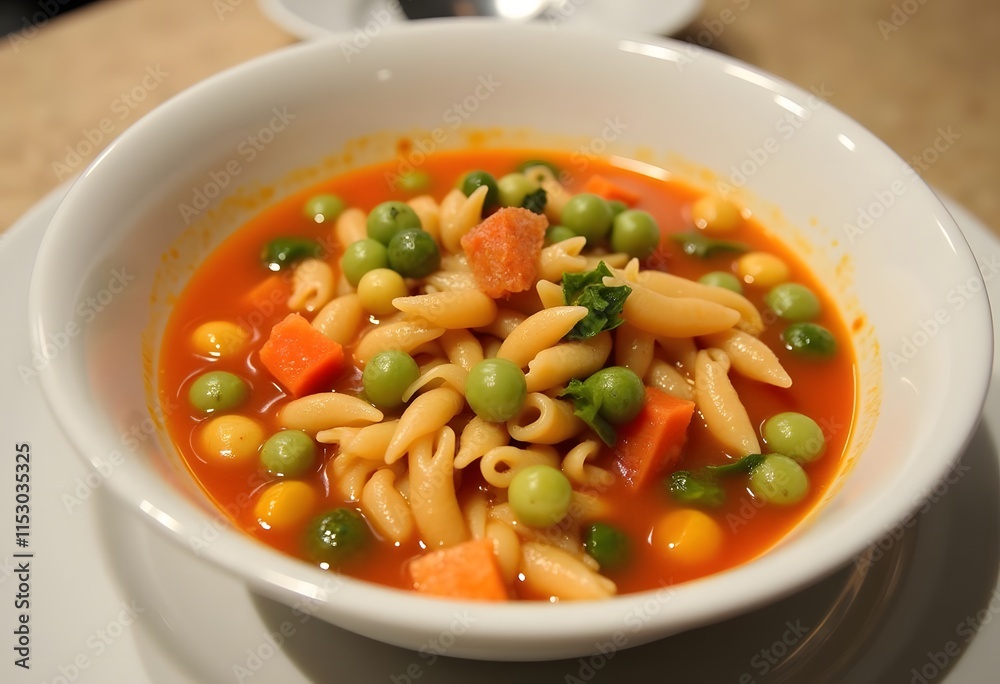 Closeup of bowl of hot fresh Minestrone soup
Closeup of bowl of hot fresh Minestrone soup