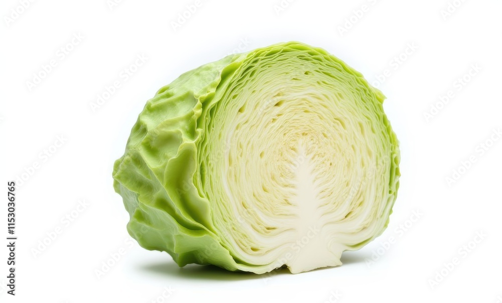 Fresh green cabbage half on white background Fresh green cabbage half on white background