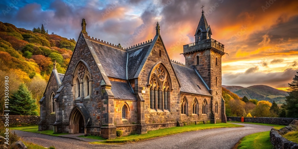 Charming St Conan's Kirk, Argyll, Scotland: Picturesque Stone Church Portrait Charming St Conan's Kirk, Argyll, Scotland: Picturesque Stone Church Portrait