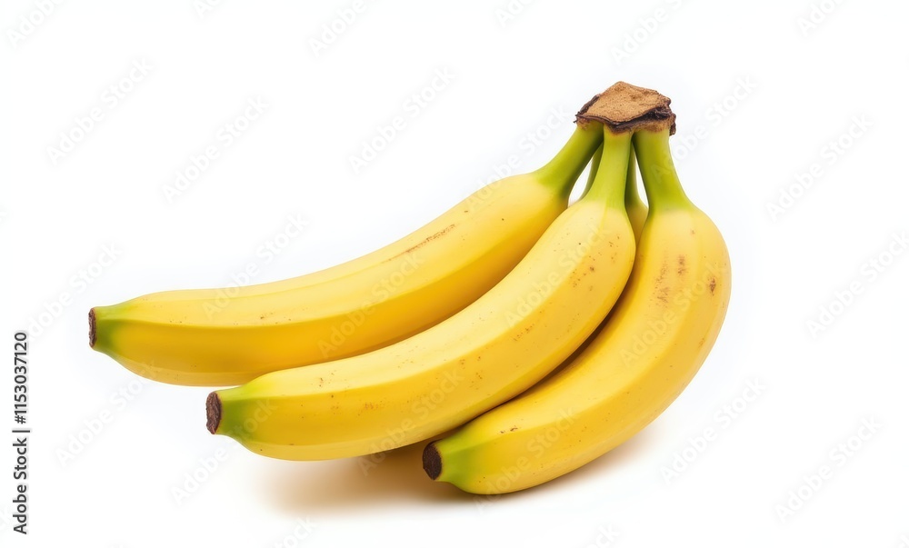 Three ripe yellow bananas on white background Three ripe yellow bananas on white background