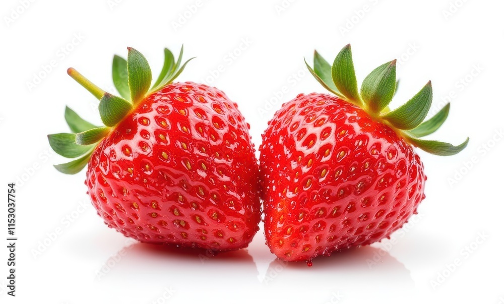Two juicy red strawberries close-up Two juicy red strawberries close-up