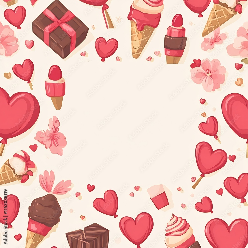 Whimsical Valentine s Day Themed Seamless Pattern with Festive Icons and Symbols Whimsical Valentine s Day Themed Seamless Pattern with Festive Icons and Symbols