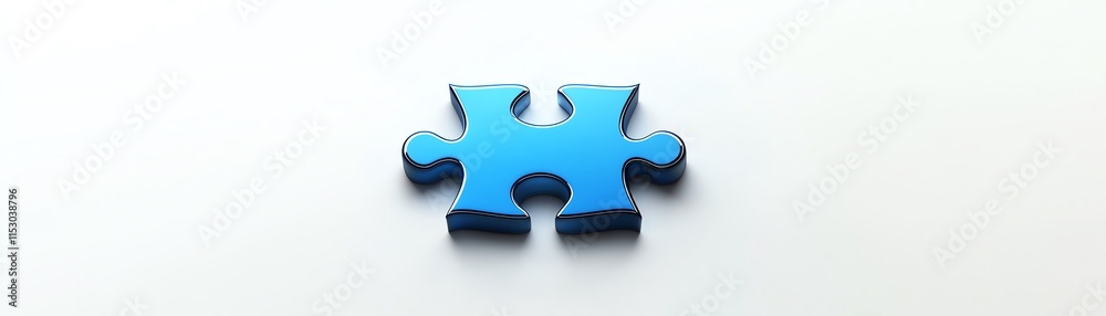 Single blue puzzle piece with sharp edges on a white background, minimalist composition, highdefinition realism Single blue puzzle piece with sharp edges on a white background, minimalist composition, highdefinition realism