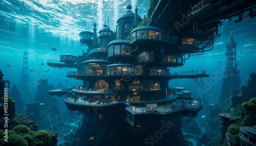 Submerged City Futuristic Underwater Residence