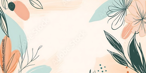 Abstract floral background with pastel colors and minimalist design, perfect for banners or social media.