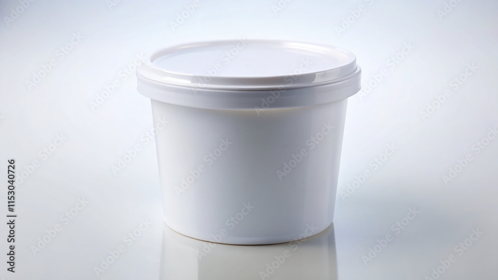 Clean White Plastic Container Mockup on White Background - Product Photography Clean White Plastic Container Mockup on White Background - Product Photography
