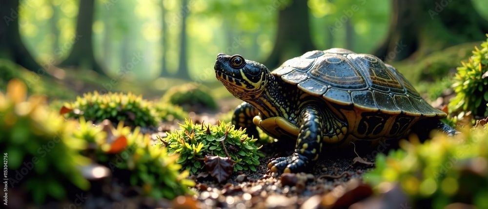 Fototapeta premium Muddy Turtle in a Forest - Deep Mood