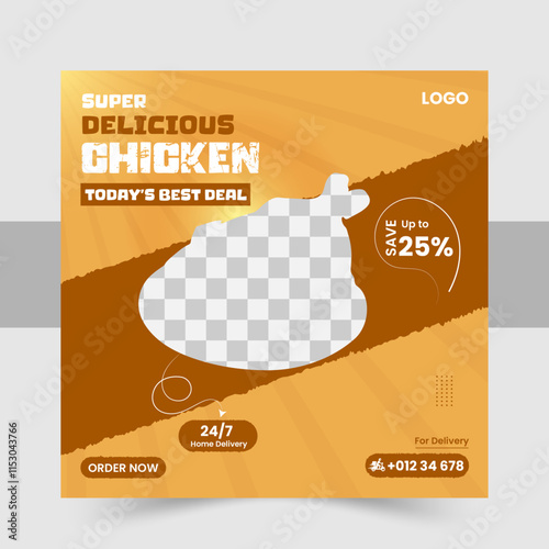  A social media banner template with a food theme, Fast food restaurant business marketing social media post, perfect for a restaurant's promotional on social media, Food social media template.
