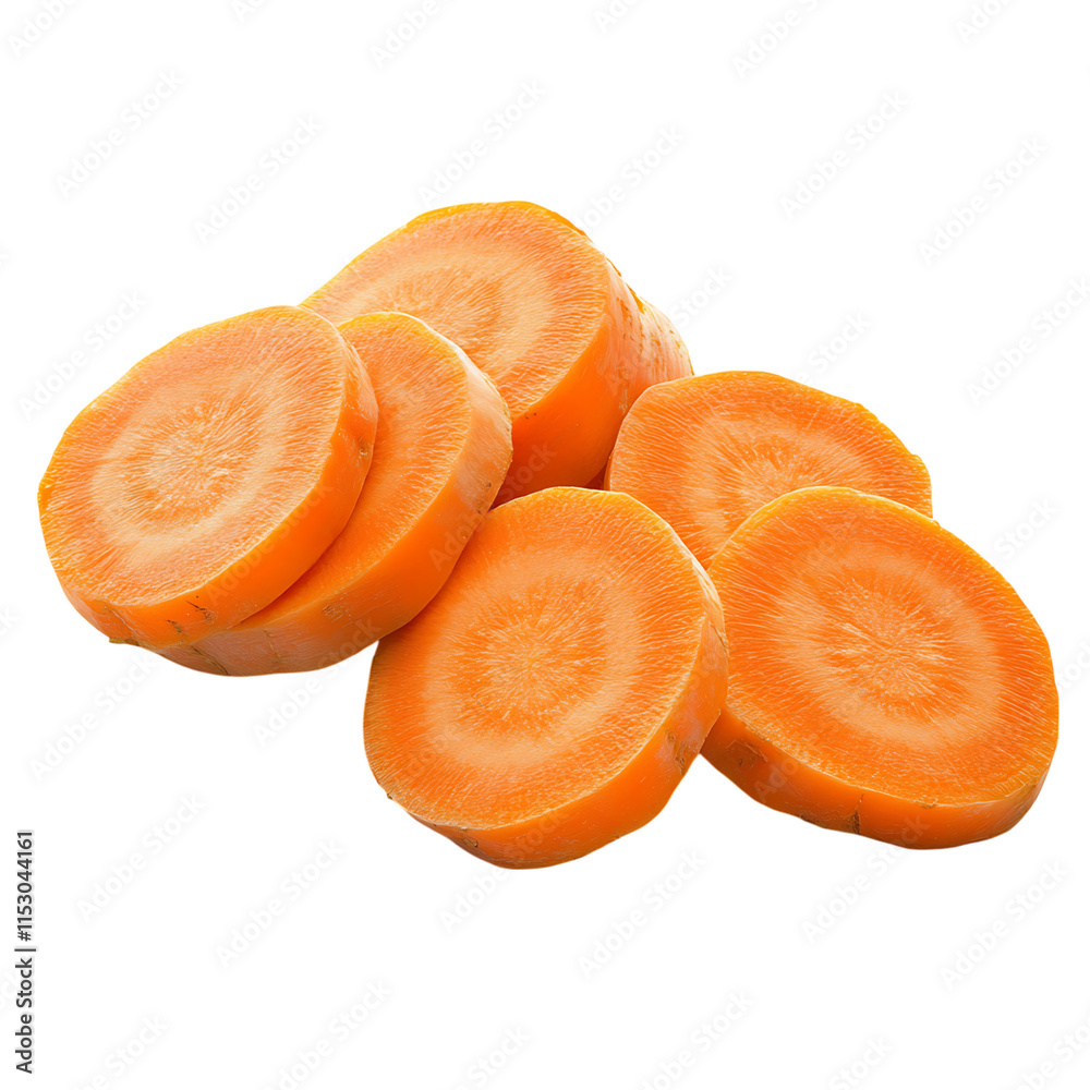 Carrot chop isolated on white background, full depth of field 