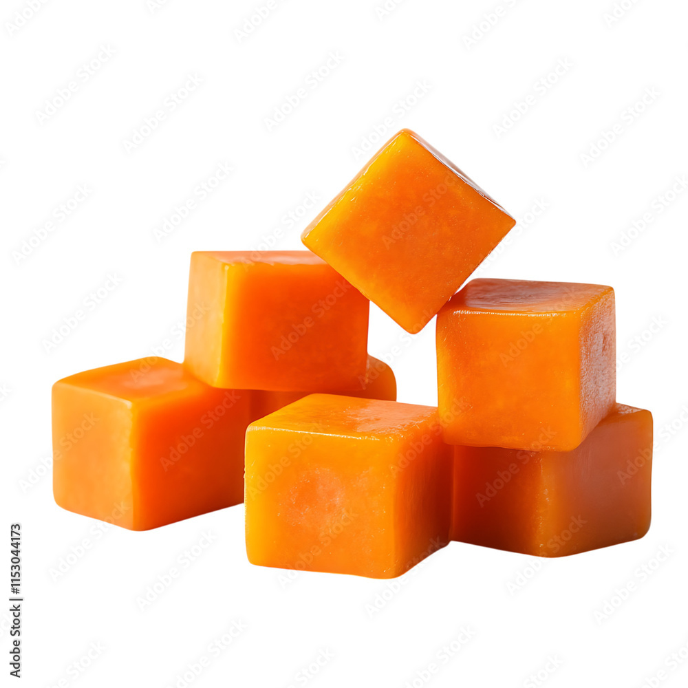 Carrot dice isolated on white background, full depth of field Carrot dice isolated on white background, full depth of field