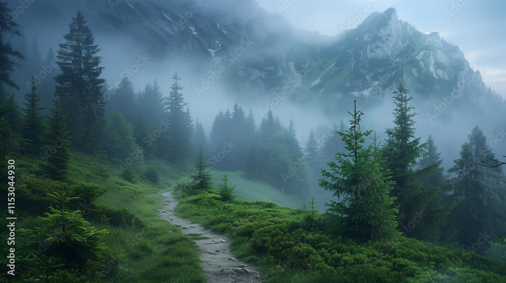 Obraz premium misty mountain forest