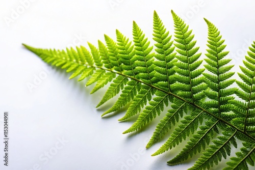 Close-up of Polypodium Vulgare Fern Leaf on White Background - Herbal Remedy