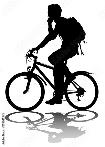 Sport people whit bike on white background