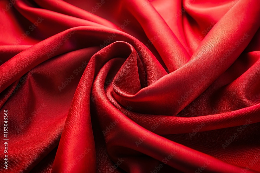 Obraz premium Close-Up Red Fabric Texture Background: Rich Draped Cloth with Copy Space