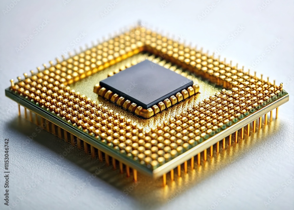 Close-up Studio Shot of Integrated Circuit on White Background Close-up Studio Shot of Integrated Circuit on White Background