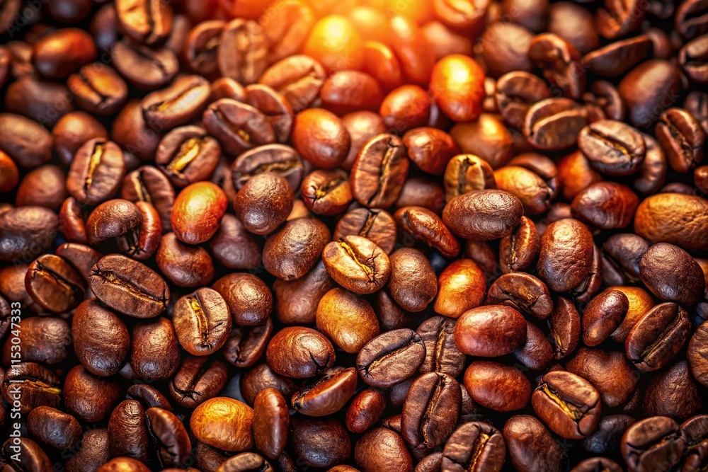 Coffee Beans Tile Background - Copy Space Left, AI Generated Stock Photo Coffee Beans Tile Background - Copy Space Left, AI Generated Stock Photo