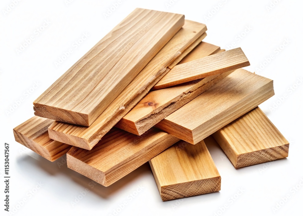 Collection of Broken Beech Wood Planks Isolated on White Background - Rustic Texture Collection of Broken Beech Wood Planks Isolated on White Background - Rustic Texture