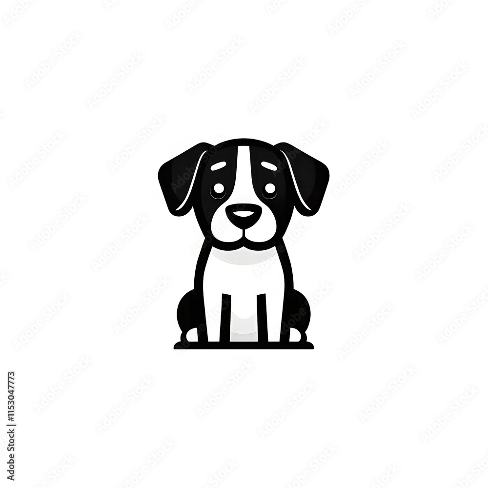 Fototapeta premium A simple cartoon dog with a white background, abstract graphical wallpaper illustration