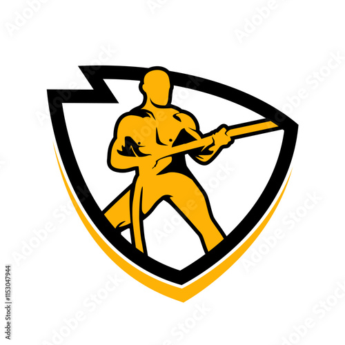 a Person working out pulling a rope. Vector of a rope pull exercise. logo for gym and cardio  muscular workout. can be used to represent tug of war games as its icon.  