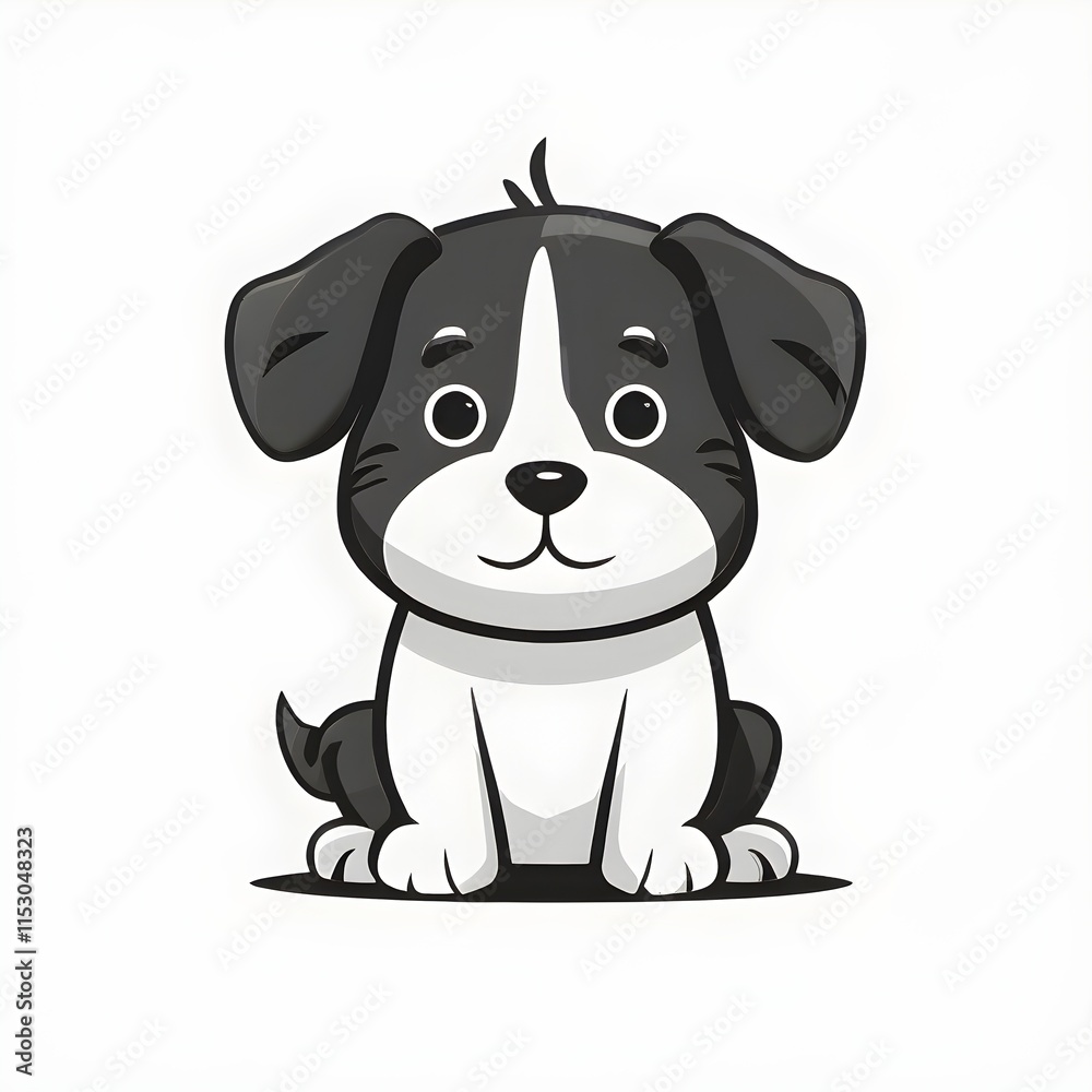 A simple cartoon dog with a white background, abstract graphical wallpaper illustration