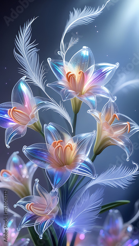 A beautiful spectrum of Alstroemerias flowers with delicate, translucent petals illuminated by soft light. Created with generative AI