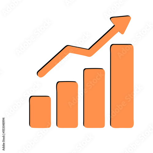 business graph with arrow 3D Png