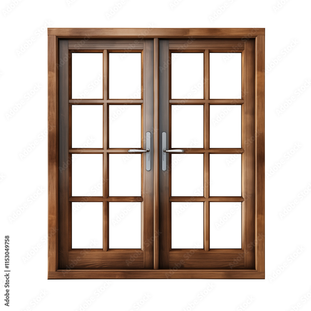 wooden window isolated on transparent white background, clipping path wooden window isolated on transparent white background, clipping path