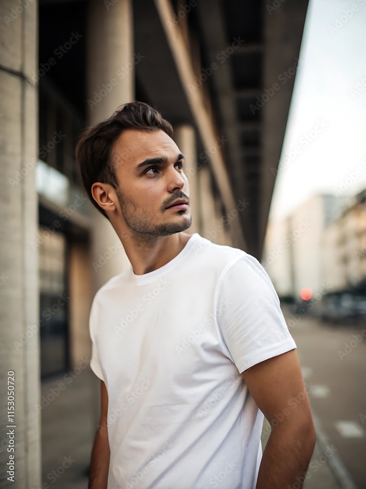handsome guy casual T-shirt modeling photography 
