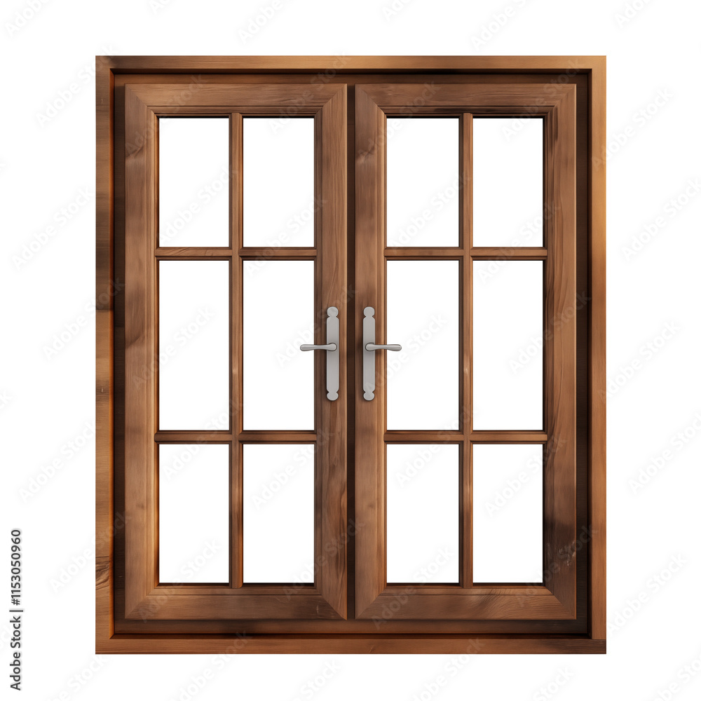 wooden window isolated on transparent white background, clipping path wooden window isolated on transparent white background, clipping path