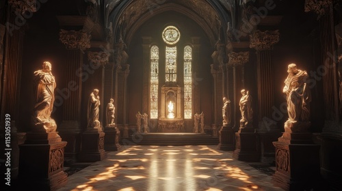 An interior view of the Chapel of the Constables, showing the golden altar surrounded by detailed carvings and Gothic arches