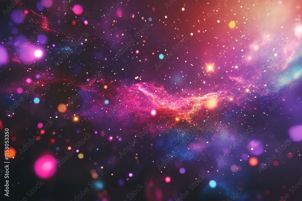 Abstract cosmic nebula with vibrant colors and glowing particles. Abstract cosmic nebula with vibrant colors and glowing particles.