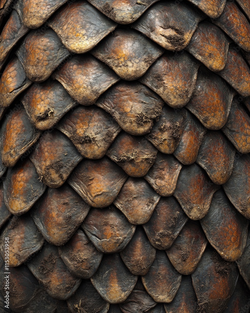 Close-up of textured scales resembling a reptile's armor. Close-up of textured scales resembling a reptile's armor.