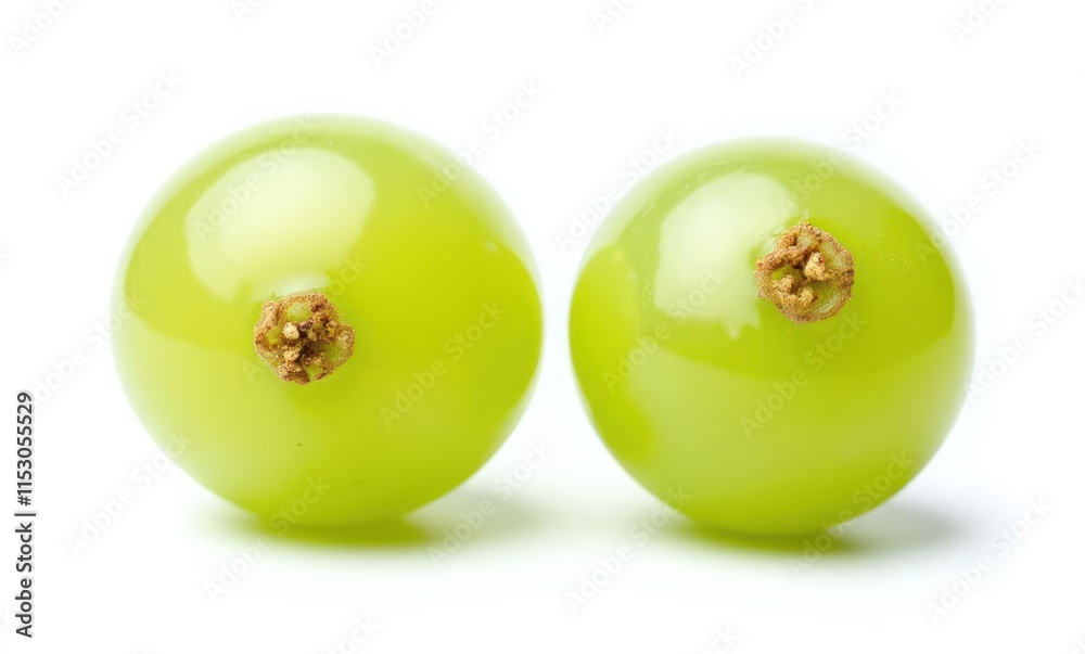 Two fresh green grapes close-up Two fresh green grapes close-up